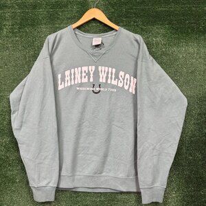 Lainey Wilson Whirlwind World Tou green Crewneck Sweater Size Large